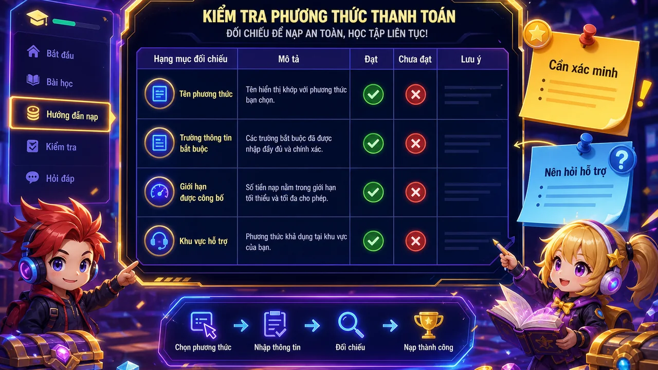 Trước khi bắt đầu: cách kiểm tra phương thức thanh toán và hỗ trợ 13win